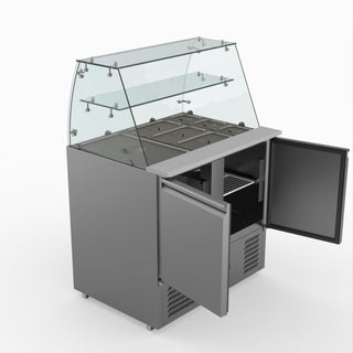 Two Door Salad Prep Fridge With Square Glass Top - FED-X XS900GC