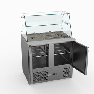 Two Door Salad Prep Fridge With Square Glass Top - FED-X XS900GC