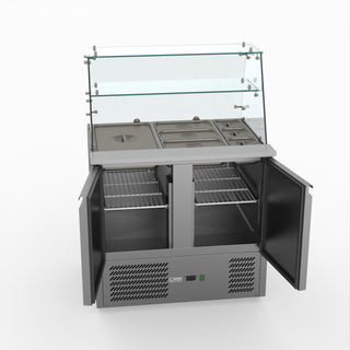 Two Door Salad Prep Fridge With Square Glass Top - FED-X XS900GC