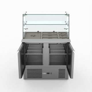 Two Door Salad Prep Fridge With Square Glass Top - FED-X XS900GC