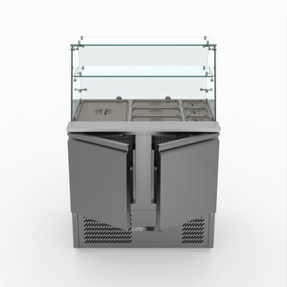 Two Door Salad Prep Fridge With Square Glass Top - FED-X XS900GC