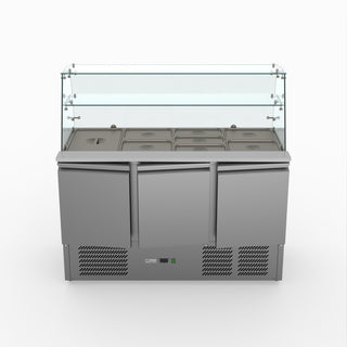 Three Door Salad Prep Fridge With Glass Top - FED-X XS903GC