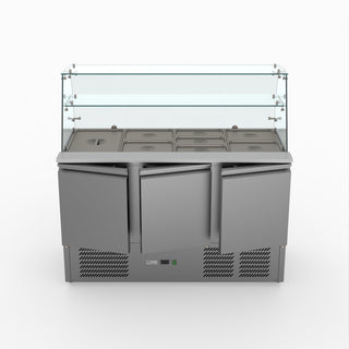 Three Door Salad Prep Fridge With Glass Top - FED-X XS903GC