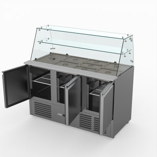 Three Door Salad Prep Fridge With Glass Top - FED-X XS903GC