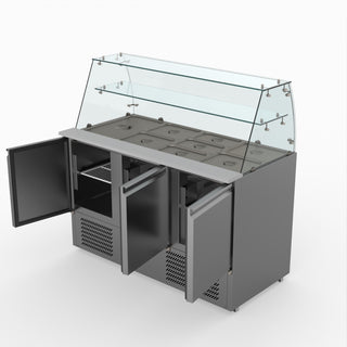 Three Door Salad Prep Fridge With Glass Top - FED-X XS903GC