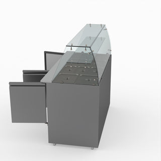 Three Door Salad Prep Fridge With Glass Top - FED-X XS903GC