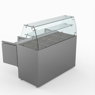 Three Door Salad Prep Fridge With Glass Top - FED-X XS903GC