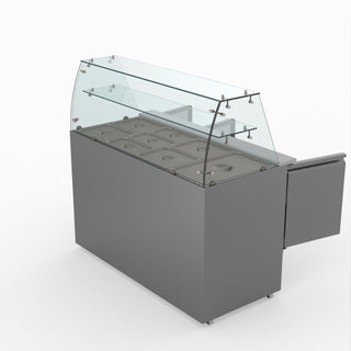 Three Door Salad Prep Fridge With Glass Top - FED-X XS903GC