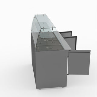 Three Door Salad Prep Fridge With Glass Top - FED-X XS903GC