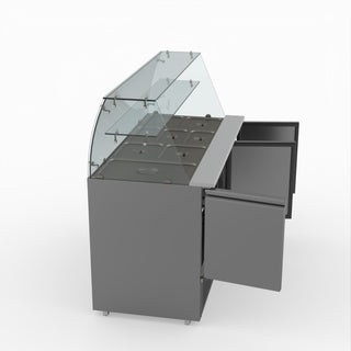 Three Door Salad Prep Fridge With Glass Top - FED-X XS903GC