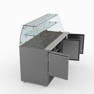 Three Door Salad Prep Fridge With Glass Top - FED-X XS903GC