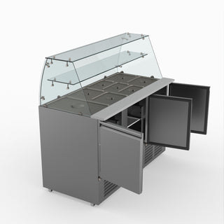 Three Door Salad Prep Fridge With Glass Top - FED-X XS903GC