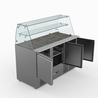 Three Door Salad Prep Fridge With Glass Top - FED-X XS903GC