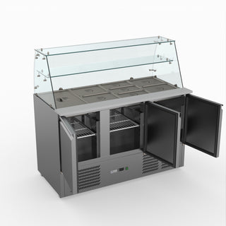 Three Door Salad Prep Fridge With Glass Top - FED-X XS903GC