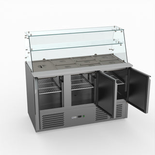 Three Door Salad Prep Fridge With Glass Top - FED-X XS903GC