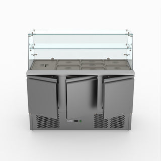 Three Door Salad Prep Fridge With Glass Top - FED-X XS903GC