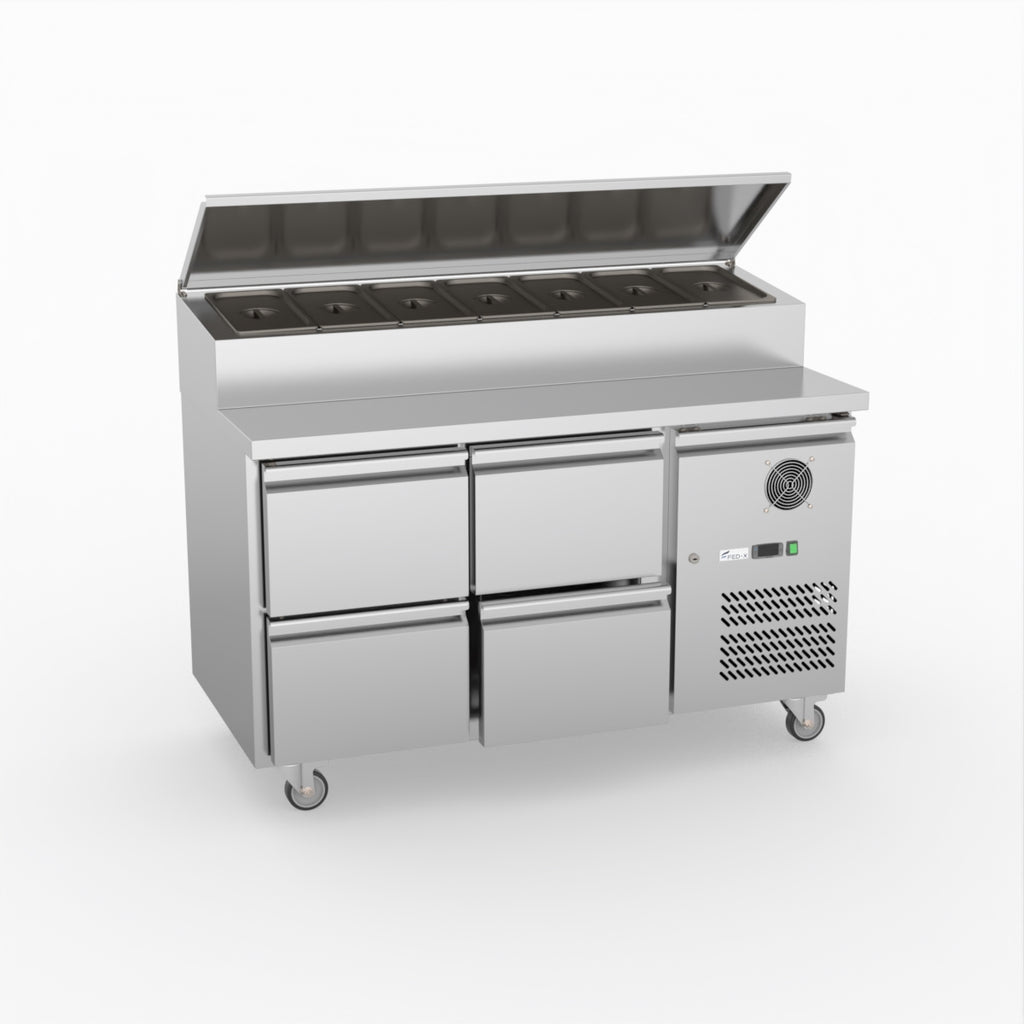 FED-X S/S Four Drawer Sandwich Counter XSS7C13S2V-4D