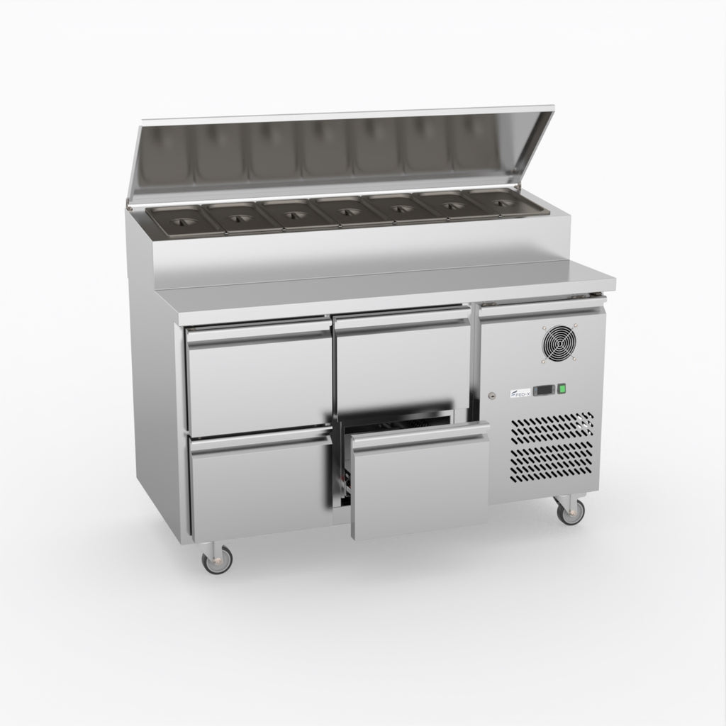 FED-X S/S Four Drawer Sandwich Counter XSS7C13S2V-4D