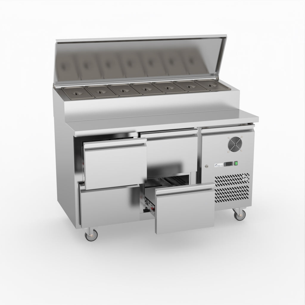 FED-X S/S Four Drawer Sandwich Counter XSS7C13S2V-4D
