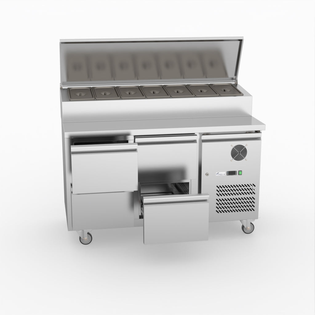FED-X S/S Four Drawer Sandwich Counter XSS7C13S2V-4D