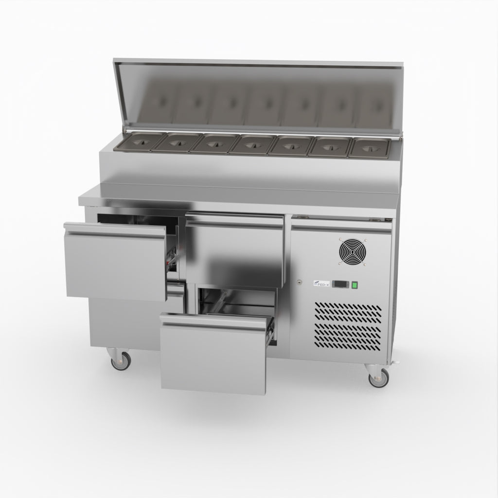 FED-X S/S Four Drawer Sandwich Counter XSS7C13S2V-4D