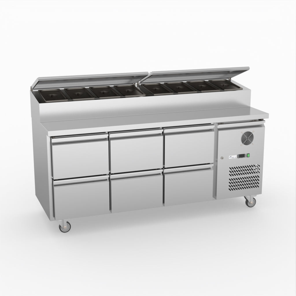 FED-X Six Drawer Salad Prep Fridge XSS7C18S3V-6D
