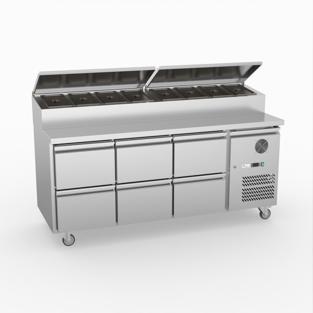 FED-X Six Drawer Salad Prep Fridge XSS7C18S3V-6D