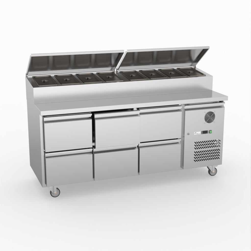 FED-X Six Drawer Salad Prep Fridge XSS7C18S3V-6D