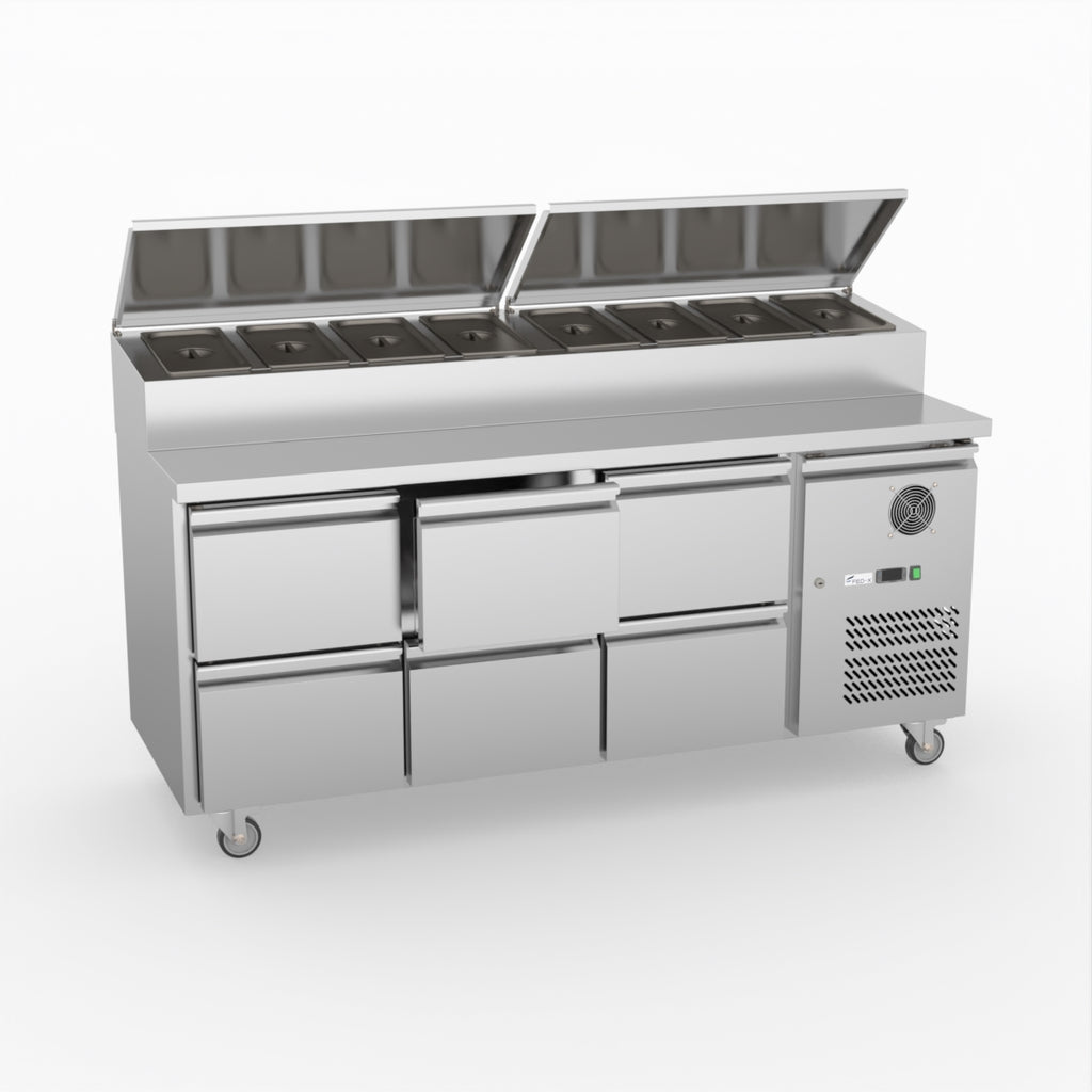 FED-X Six Drawer Salad Prep Fridge XSS7C18S3V-6D