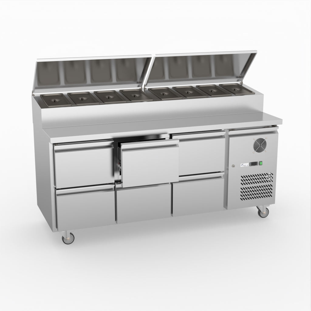 FED-X Six Drawer Salad Prep Fridge XSS7C18S3V-6D