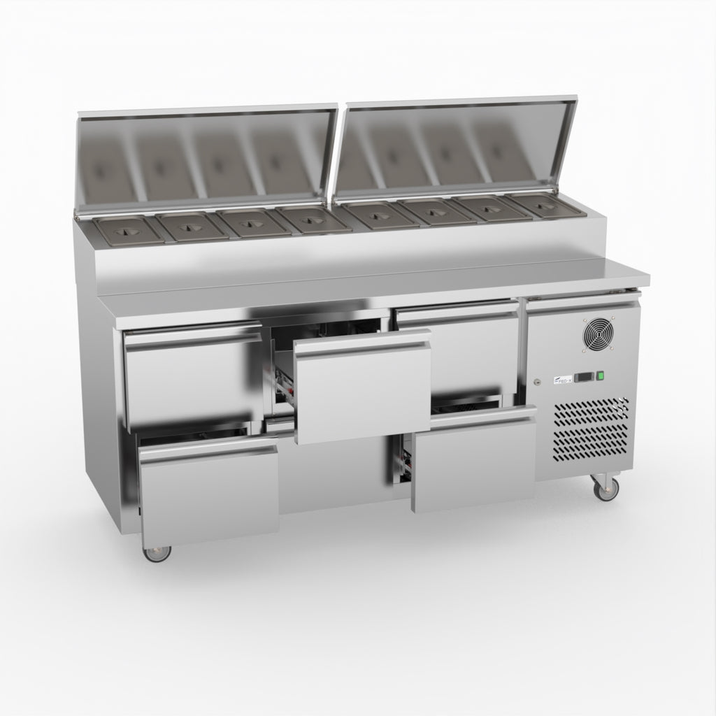 FED-X Six Drawer Salad Prep Fridge XSS7C18S3V-6D