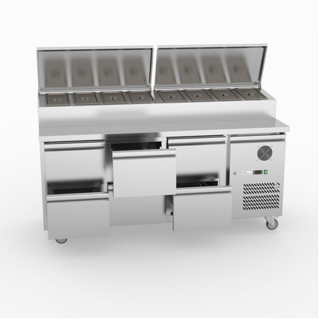 FED-X Six Drawer Salad Prep Fridge XSS7C18S3V-6D