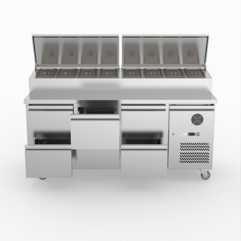 FED-X Six Drawer Salad Prep Fridge XSS7C18S3V-6D