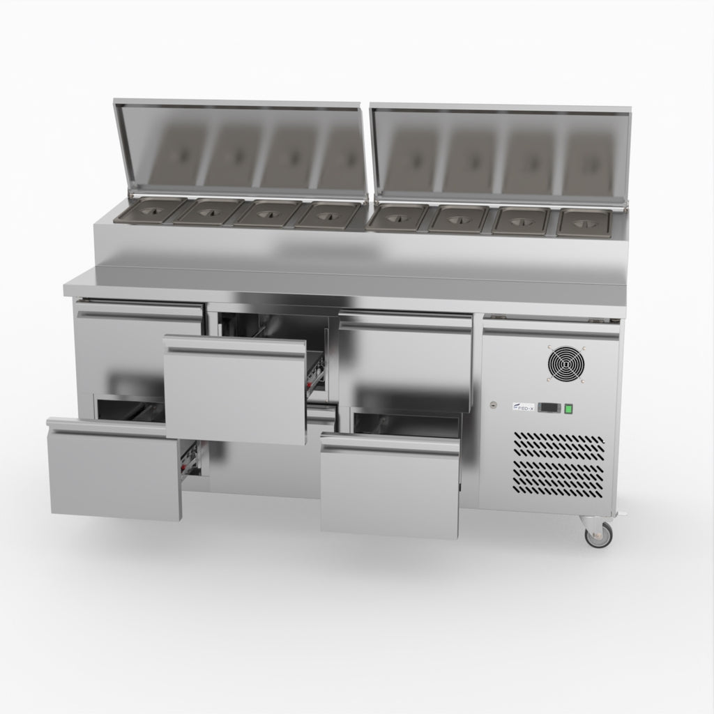 FED-X Six Drawer Salad Prep Fridge XSS7C18S3V-6D