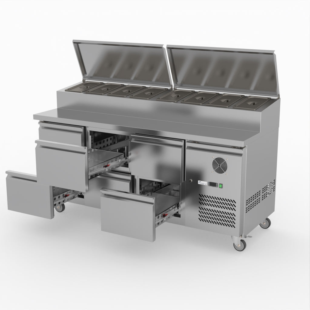 FED-X Six Drawer Salad Prep Fridge XSS7C18S3V-6D