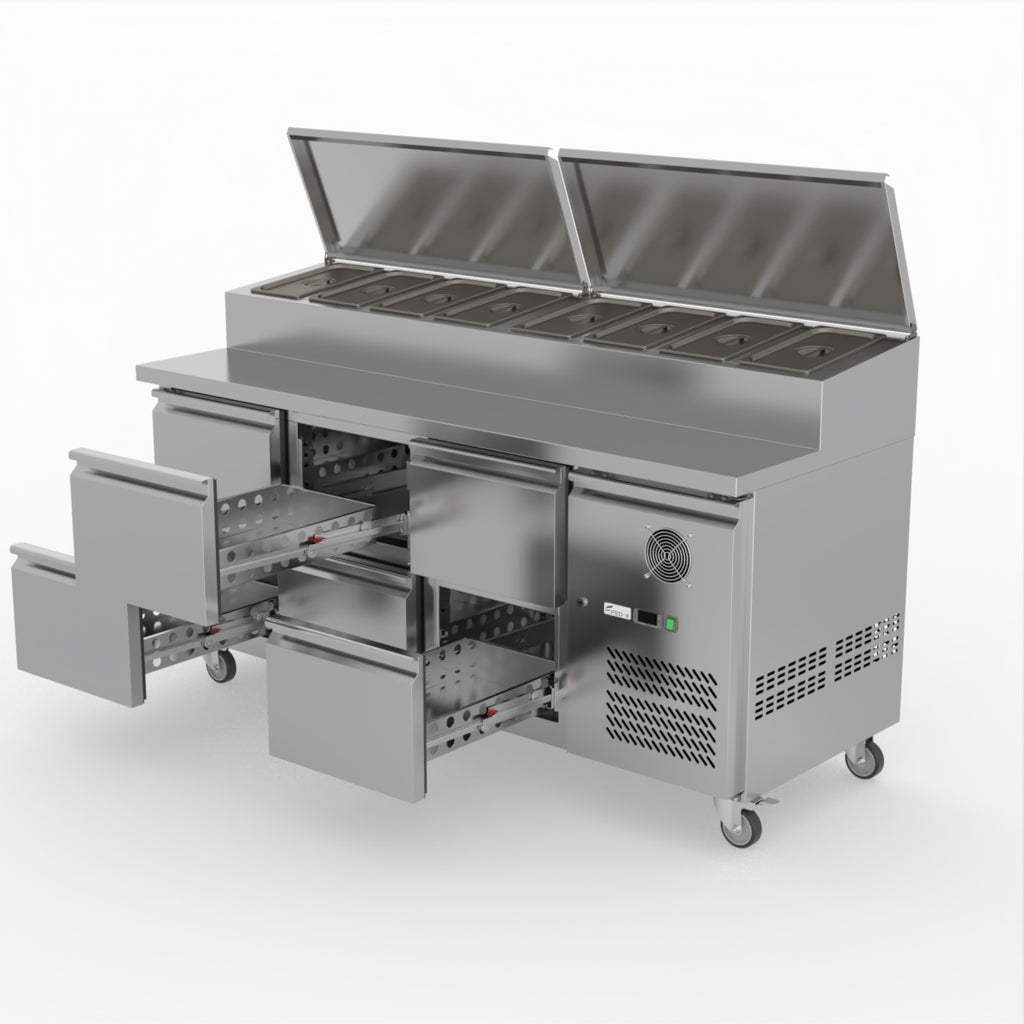 FED-X Six Drawer Salad Prep Fridge XSS7C18S3V-6D