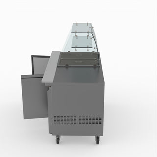 Two Door Salad Prep Fridge With Curve Glass Top - FED-X XTHP2100SALGC