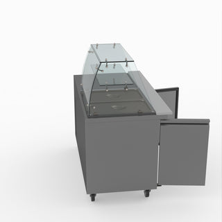 Two Door Salad Prep Fridge With Curve Glass Top - FED-X XTHP2100SALGC