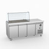FED-X Three Door Salad Prep Fridge With Curve Glass Top XTHP3100SALGC