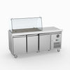 FED-X Three Door Salad Prep Fridge With Curve Glass Top XTHP3100SALGC