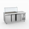FED-X Three Door Salad Prep Fridge With Curve Glass Top XTHP3100SALGC