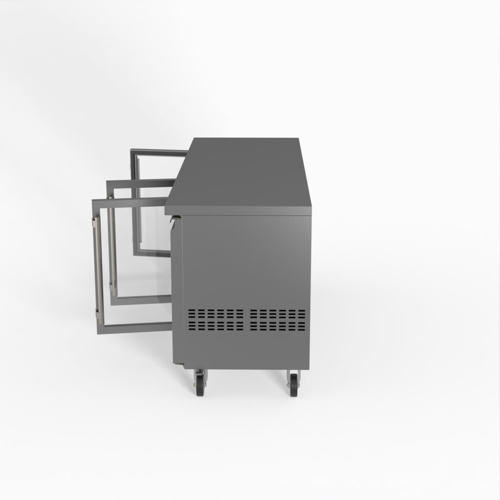FED-X Three Glass Door Bench Fridge XUB6C18G3V