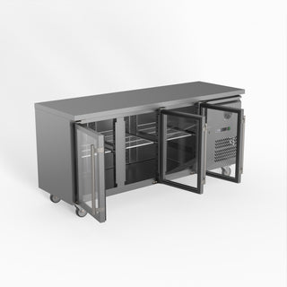 Three Glass Door Bench Fridge - FED-X XUB6C18G3V