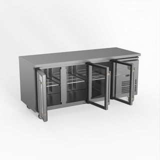 Three Glass Door Bench Fridge - FED-X XUB7C18G3V