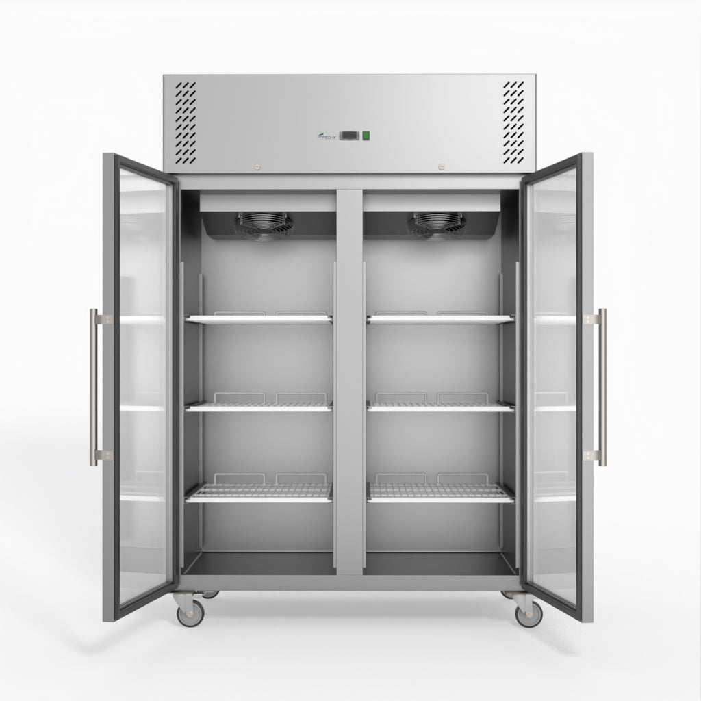 S/S Two Full Glass Door Upright Fridge - FED-X XURC1200G2V