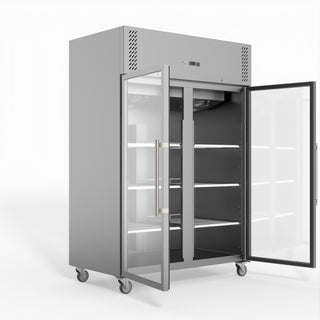 S/S Two Full Glass Door Upright Fridge - FED-X XURC1200G2V