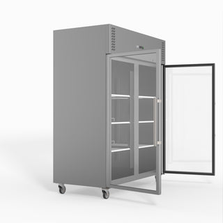 S/S Two Full Glass Door Upright Fridge - FED-X XURC1410G2V