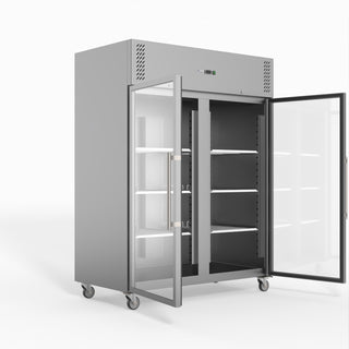 S/S Two Full Glass Door Upright Fridge - FED-X XURC1410G2V