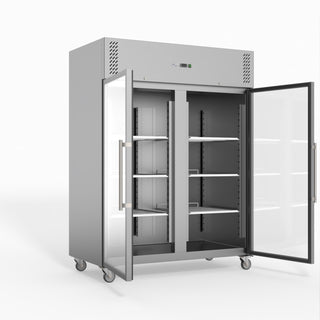 S/S Two Full Glass Door Upright Fridge - FED-X XURC1410G2V