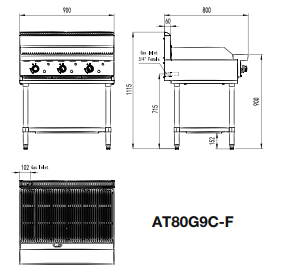 Cookrite 72Mj/h 900 mm Radiant Char Grills LPG AT80G9C-F-LPG